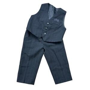 Pinstripe Suit Vest and Pants Set Black Purple 18 Mos Formal Wedding